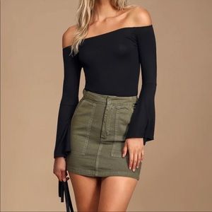 Lulus black off the shoulder top with bell sleeves sz M